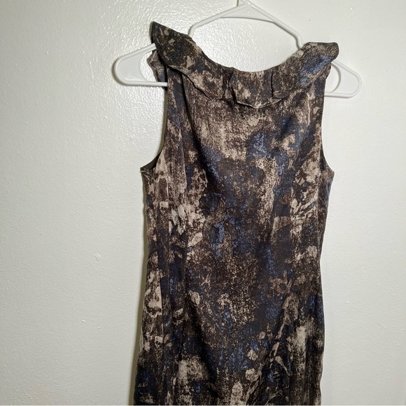 Adrianna Papell Sleeveless Sheath Dress Brown Ruffle - Picture 10 of 12